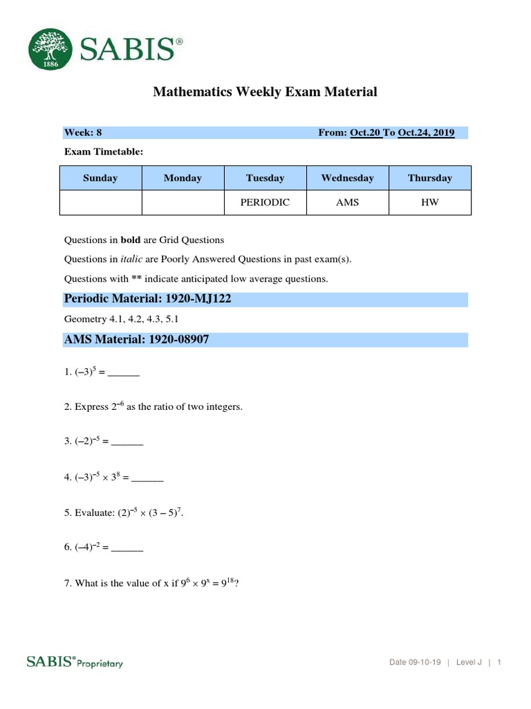 1920 Level J Mathematics Exam Related Materials T1 Wk8 | PDF | Triangle ...