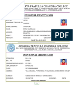 Acharya Prafulla Chandra College: Provisional Identity Card