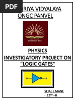 Kendriya Vidyalaya Ongc Panvel: Physics Investigatory Project On "Logic Gates