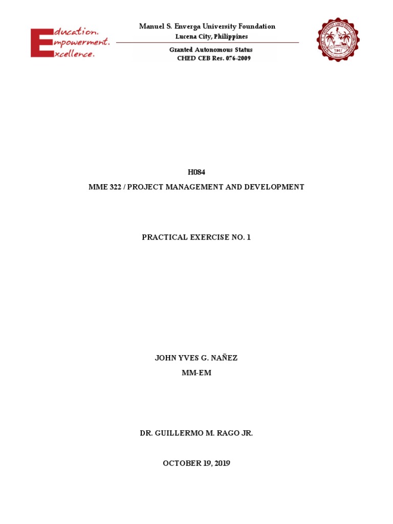 Practical Exercise 1 Pdf Pdf Project Management Leadership