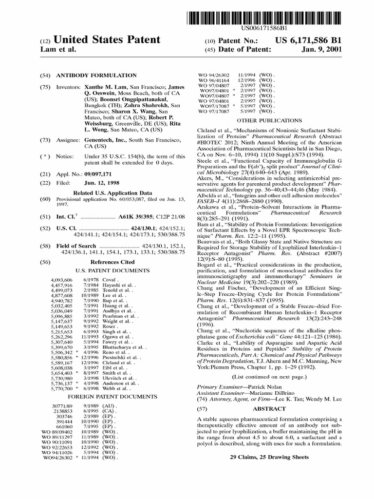 United States Patent: (10) Patent No.: US 6,171,586 B1 | Download Free ...