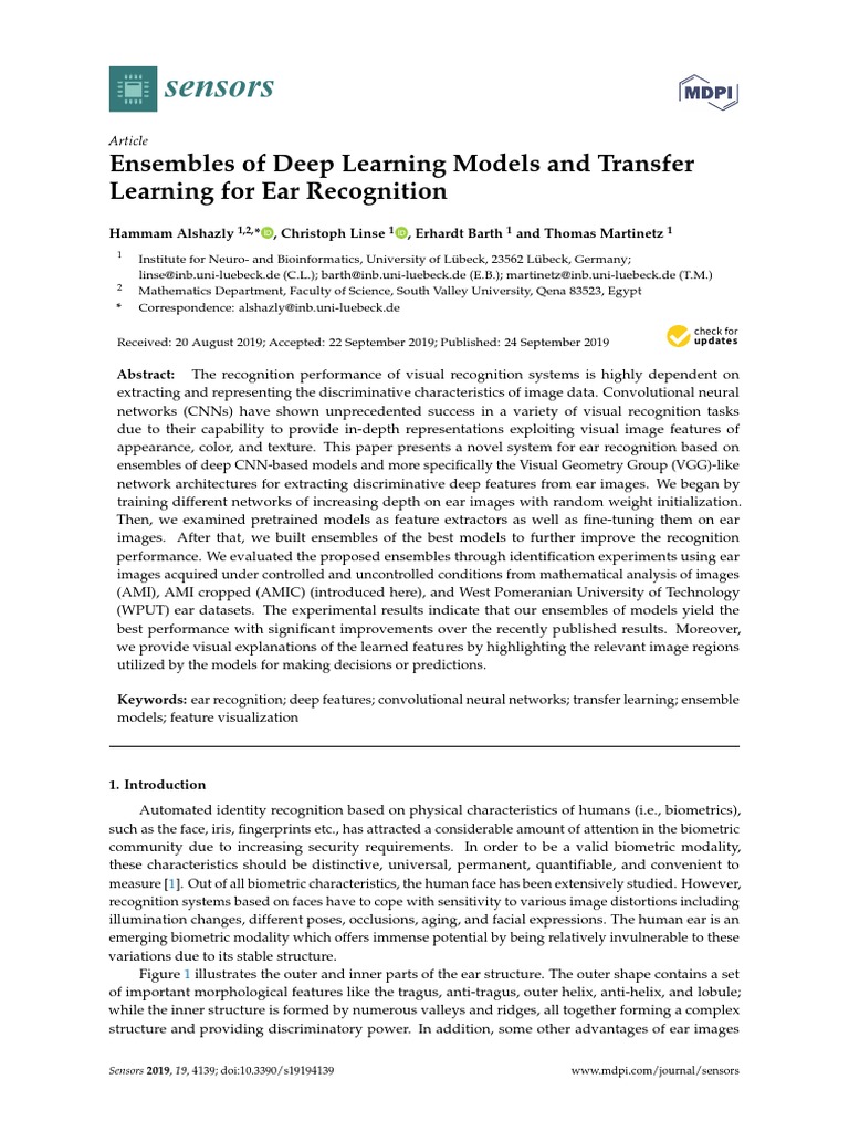 Sensors: Ensembles of Deep Learning Models and Transfer Learning For ...