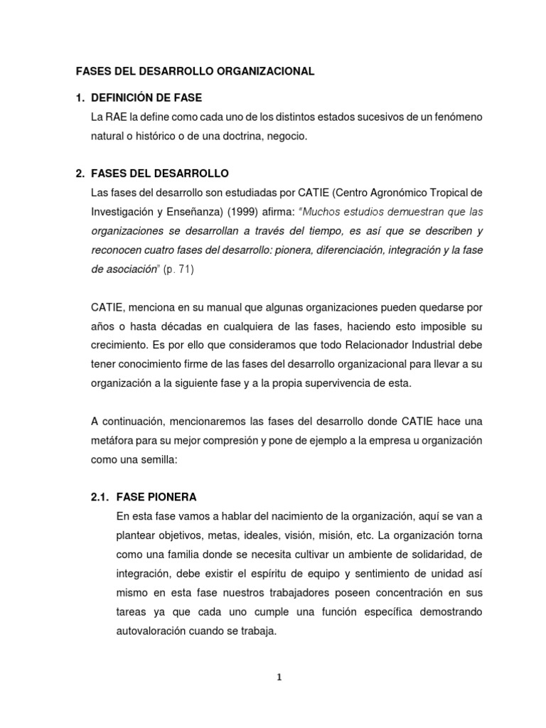 Fases Del Desarrollo Organizacional | PDF | Planificación | Cuestionario