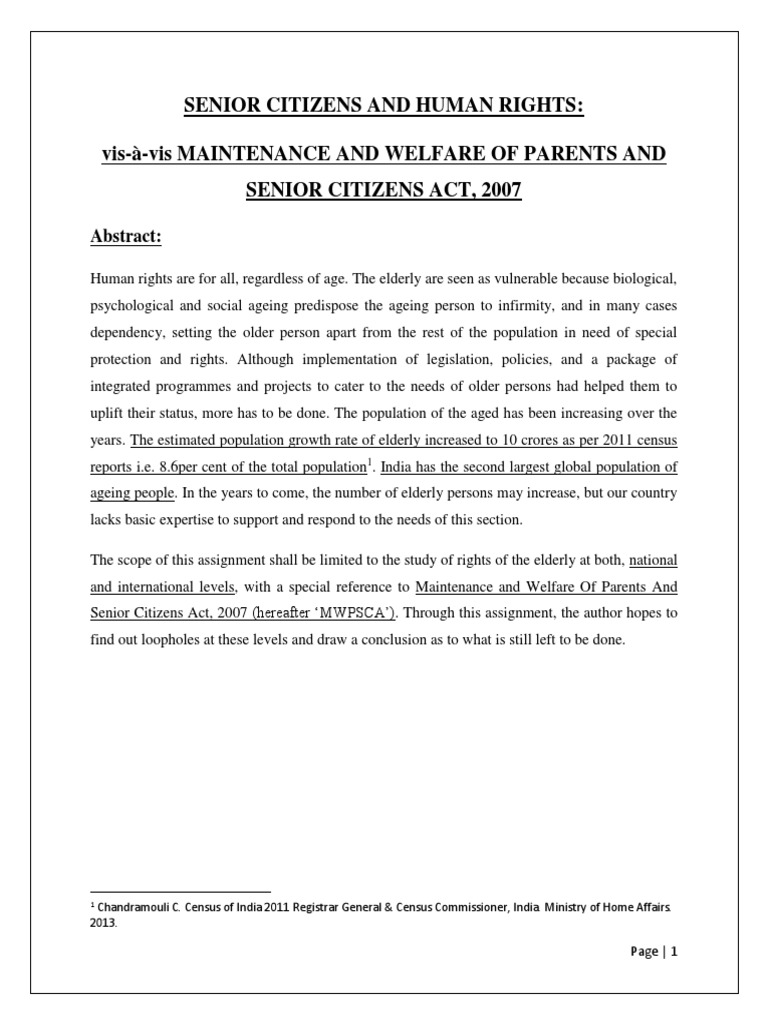 Rights of Senior Citizens in India | PDF | Ageing | Human Rights