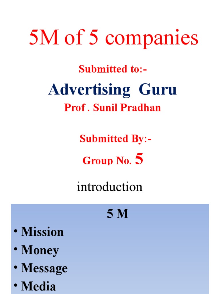 5M of 5 Companies: Submitted To | PDF | Advertising | Business