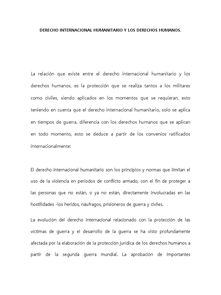 Derecho Humanitario y Derechos Humanos | PDF | Ley humanitaria ...