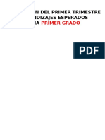 Primer Grado: Organización Del Primer Trimestre de Los Aprendizajes Esperados para Primaria