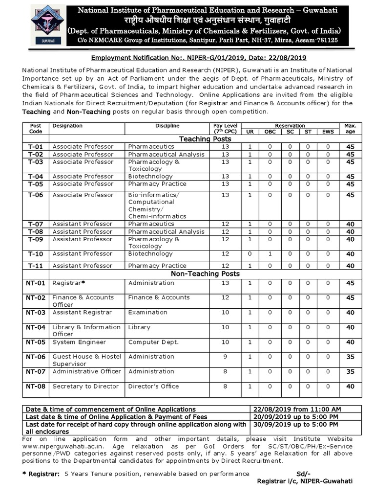 Final Advt Phase1 22-8-19 | PDF | Pharmacology | Doctor Of Philosophy