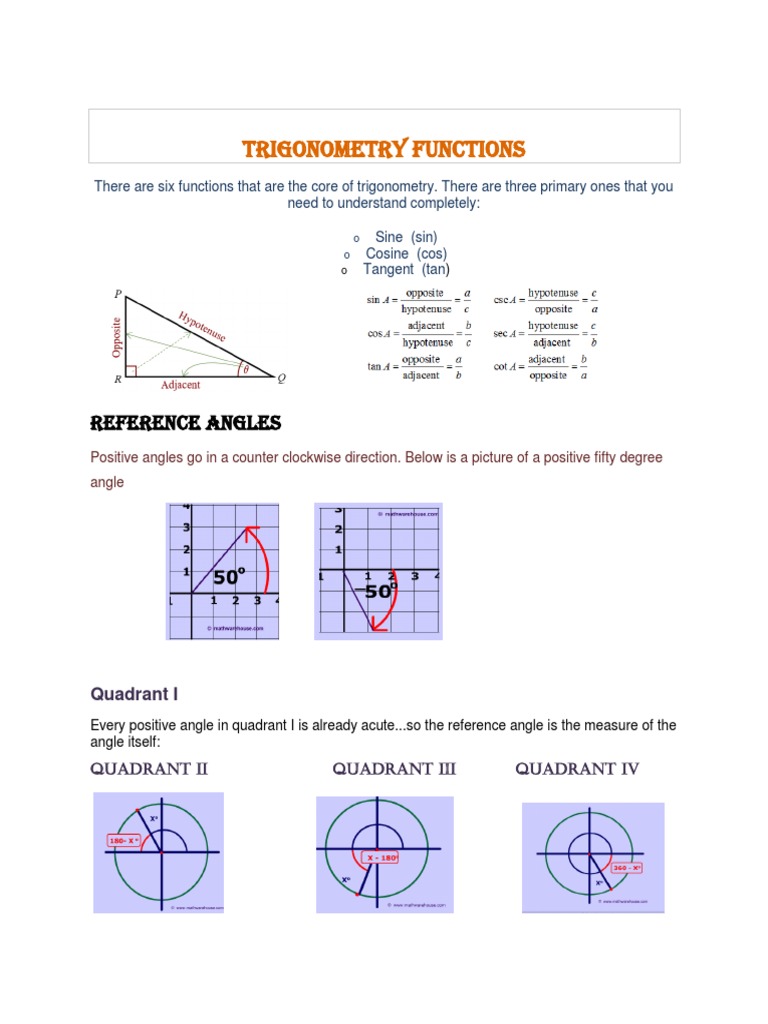 Trigonometry Basics for STEM Students | PDF