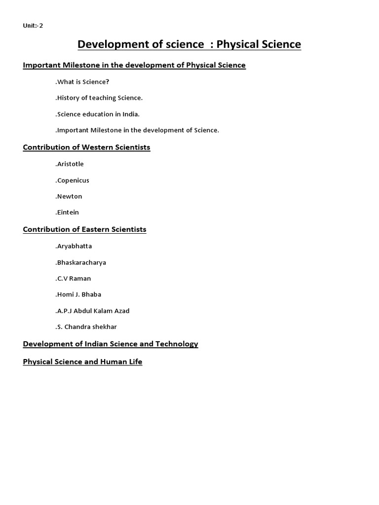 Milestones in Physical Science Development | PDF