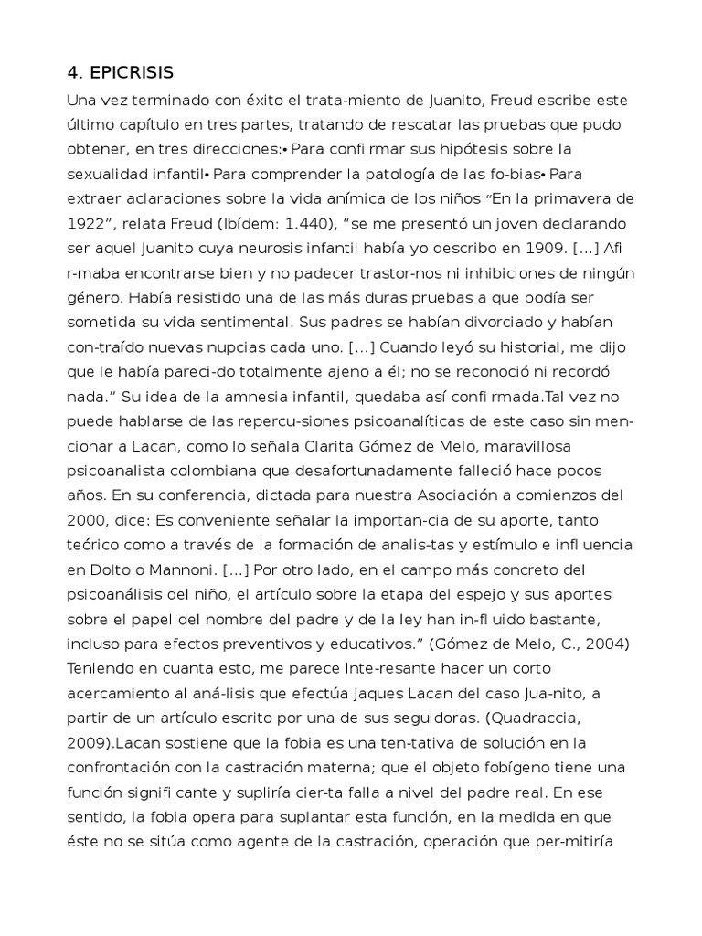 Análisis del Caso Juanito en Freud | PDF | Psicoanálisis | Jacques Lacan