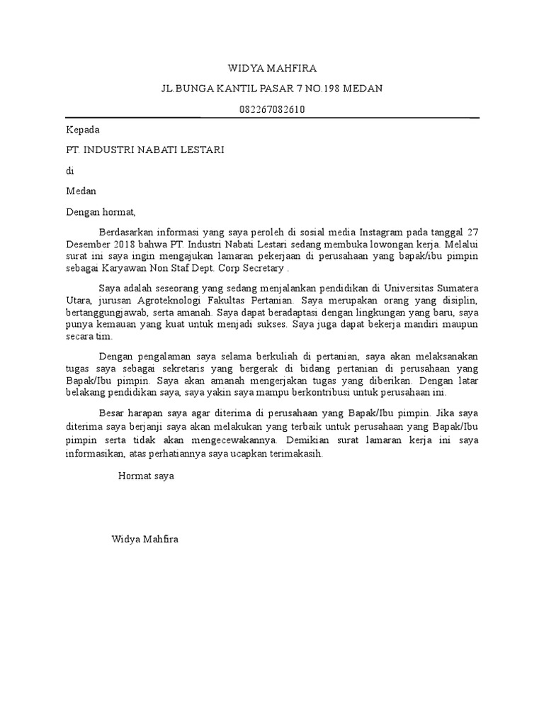 Surat Lamaran Fira Pdf