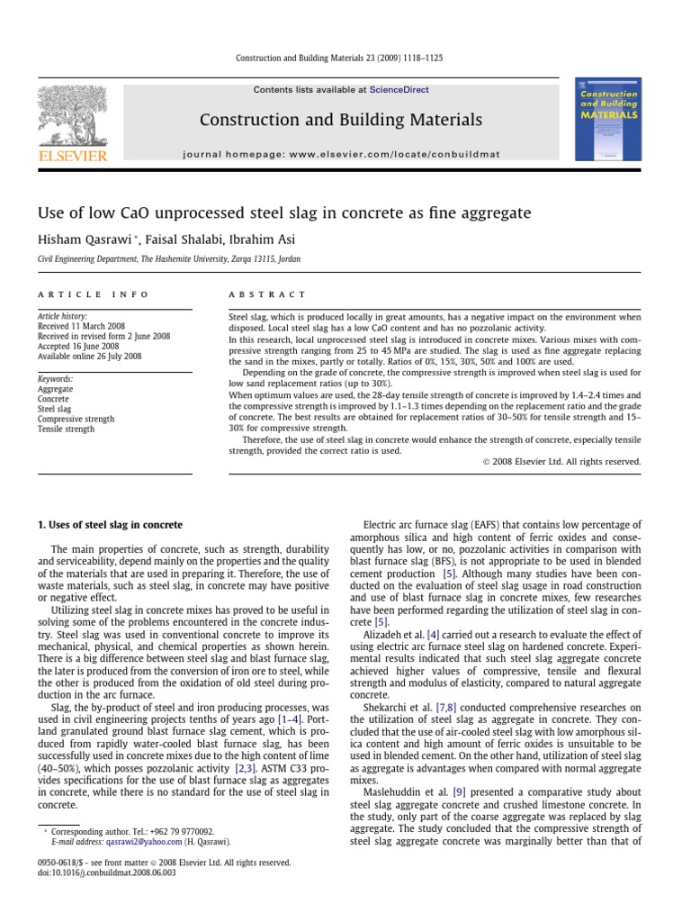 Steel Slag as Fine Aggregate in Concrete | PDF | Construction Aggregate ...