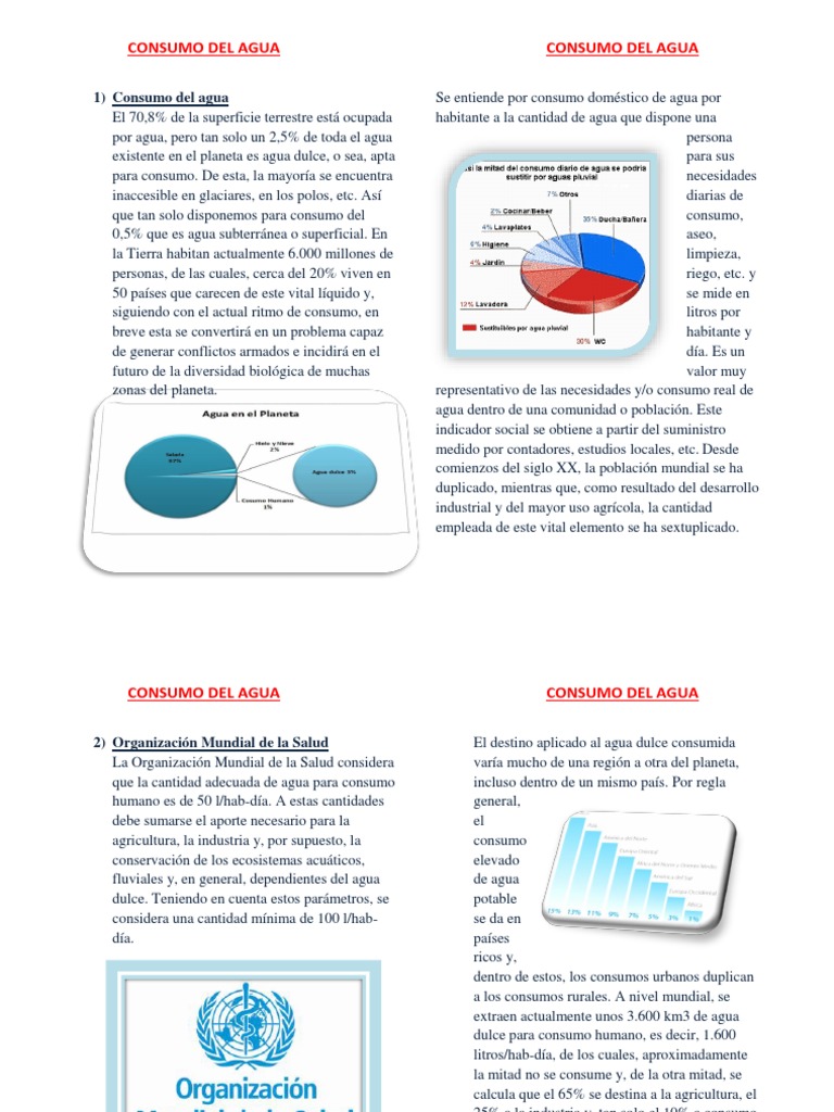 Consumo de Agua: Estadísticas y Retos | PDF | Tierra | Agua