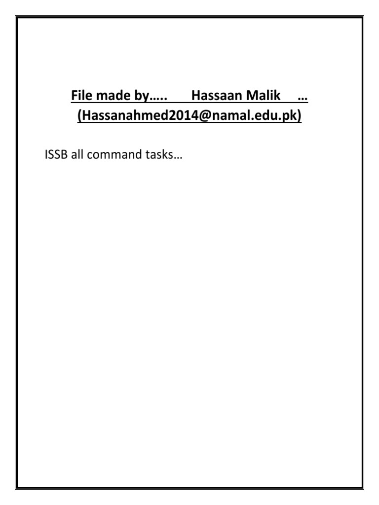ISSB Command Tasks Guide | PDF
