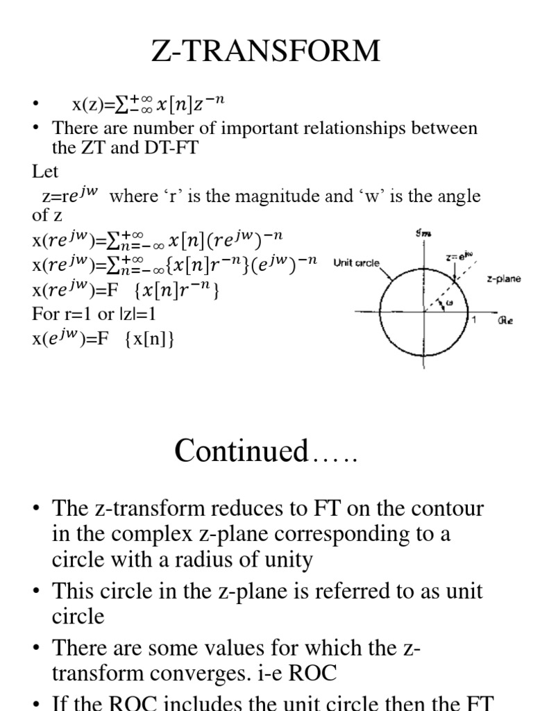 Z Transform Mathematical Relations Algebra