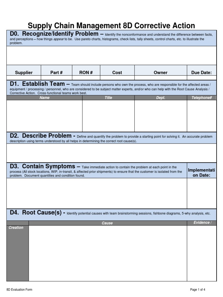 8d Problem Solving Template