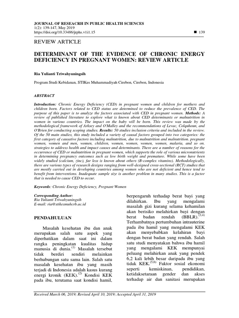 Review Article Determinant Of The Evidence Of Chronic Energy