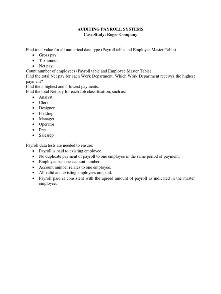 Payroll System Audit Case Study | PDF