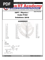 IAPT / Physics / Code P162 / Solutions-2016: Answerkey