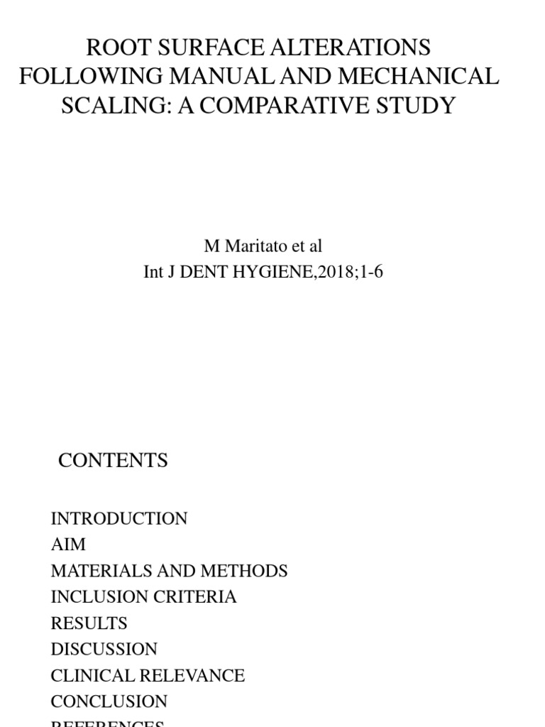 Root Surface Alterations Following Manual and Mechanical Scaling PDF
