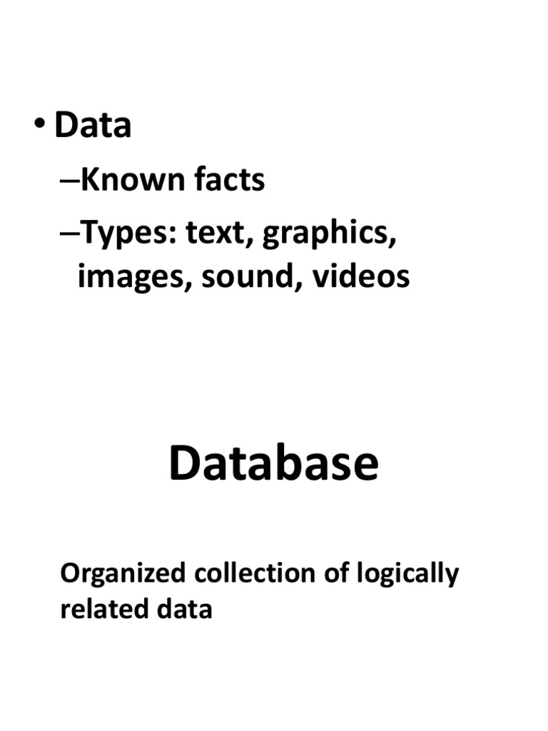 Data: - Known Facts - Types: Text, Graphics | PDF