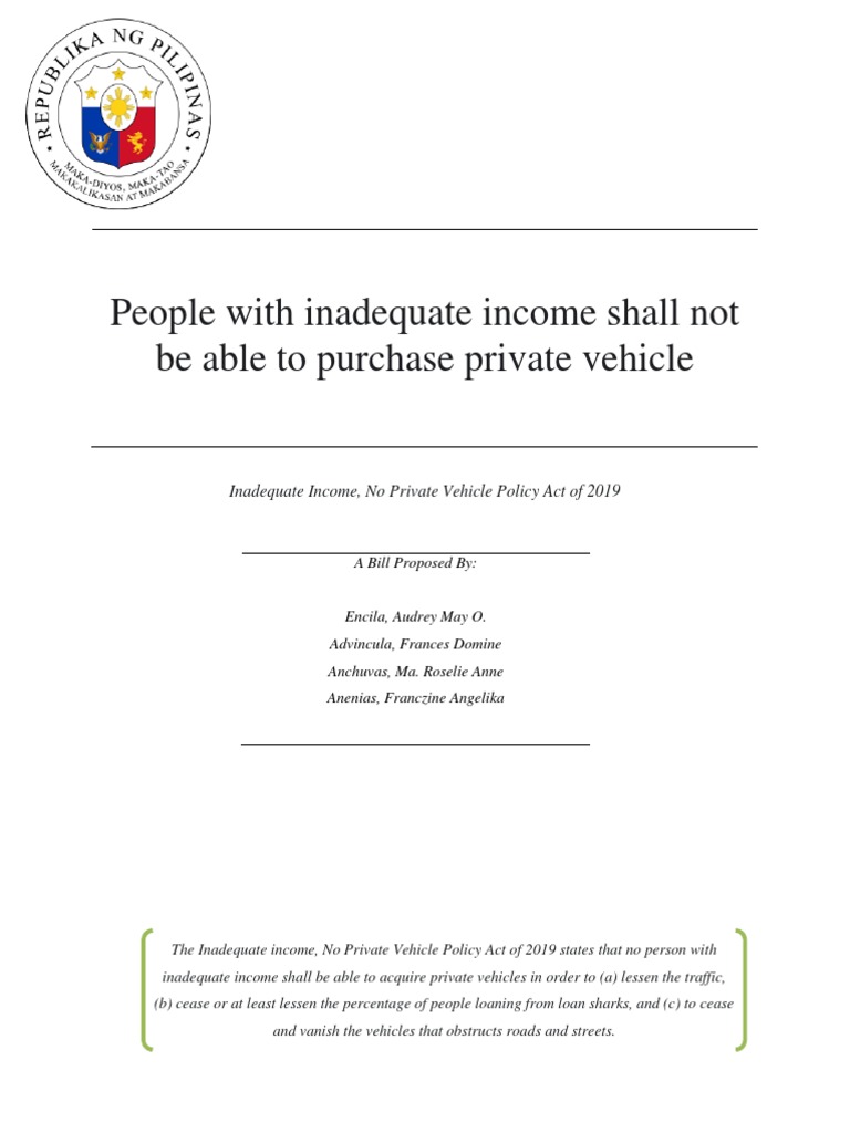 Student Bill on Vehicle Purchase Restrictions | PDF | Taxes | Transport