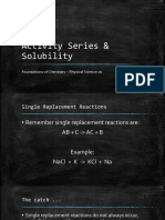 Activity Series & Solubility: Foundations of Chemistry - Physical Science 20