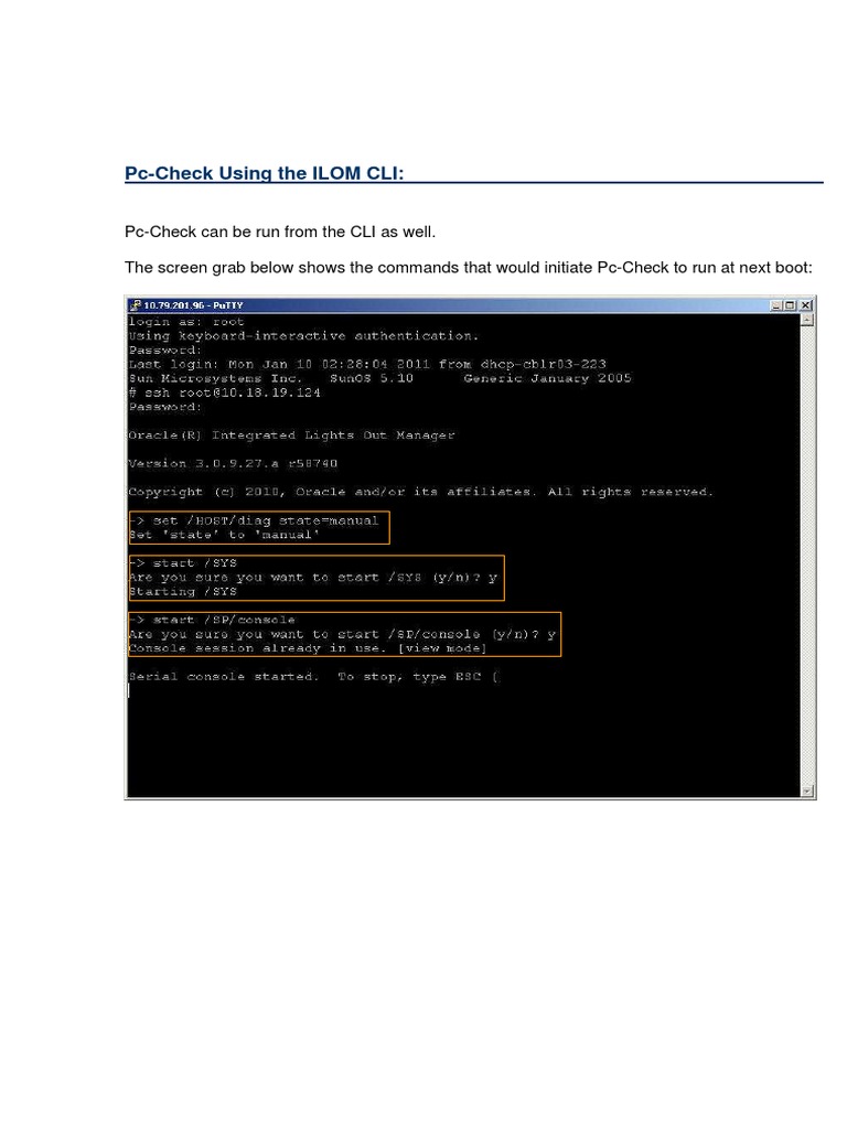 ILOM CLI Pc-Check Guide | PDF