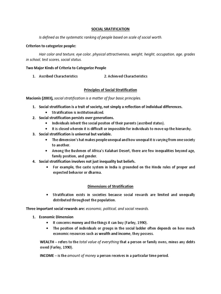 Understanding Social Stratification Systems | PDF | Social ...