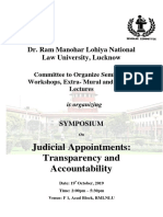 Judicial Appointments: Transparency and Accountability: Dr. Ram Manohar Lohiya National Law University, Lucknow
