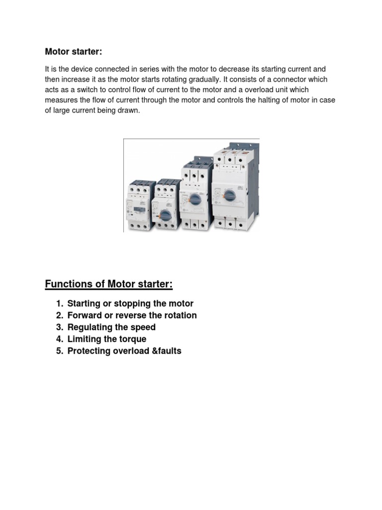 Functions of Motor Starter PDF
