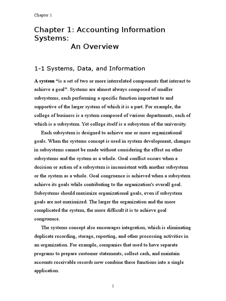 Chapter 1: Accounting Information Systems: An Overview | PDF ...