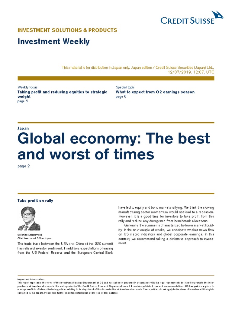Global Economy: The Best and Worst of Times: Investment Weekly | PDF ...