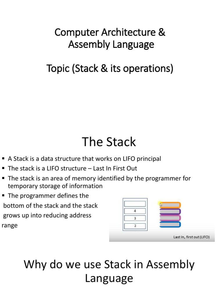Computer Architecture & Assembly Language Topic (Stack & Its Operations ...