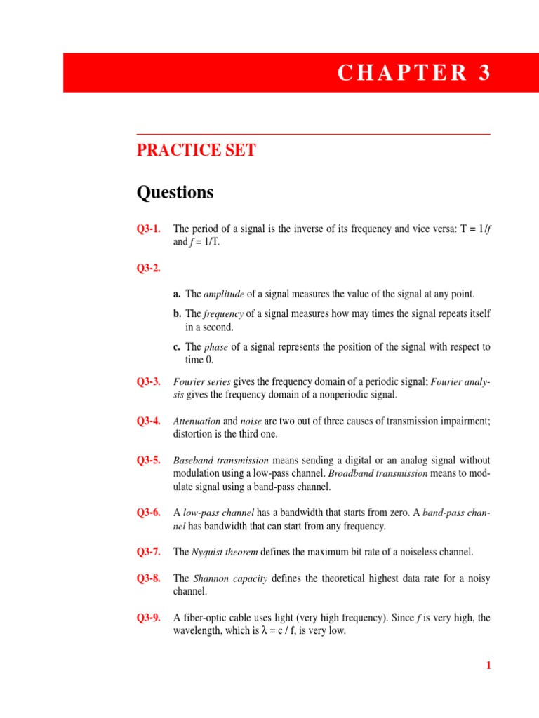 Questions: Practice Set | PDF | Bandwidth (Signal Processing) | Signal ...