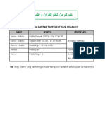 Jadwal Mengaji Santri Tahfidz RT Nur Hidayah