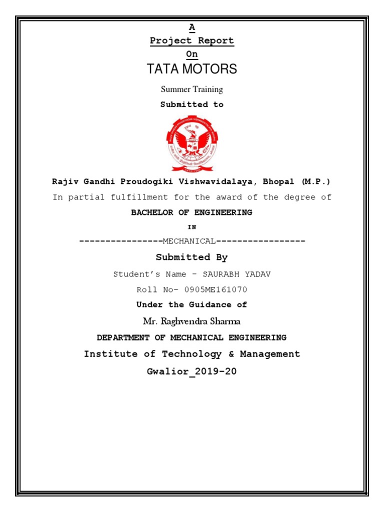 Tata Motors: A Project Report On | PDF