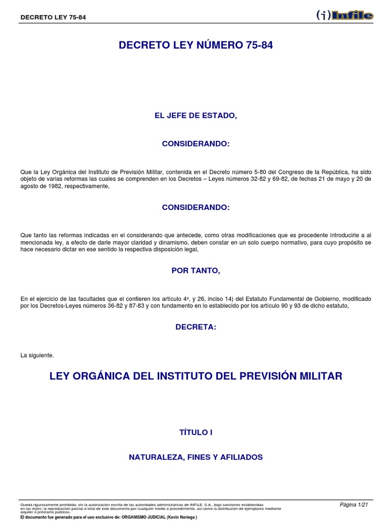 decreto-ley-75-84-ley-organica-instituto-de-prevision-militar-pdf