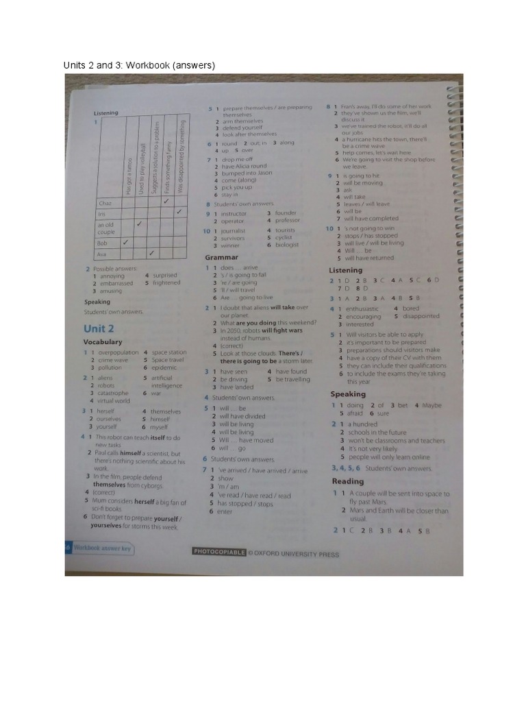Units 2 and 3: Workbook (Answers) | PDF | Teaching Methods & Materials ...