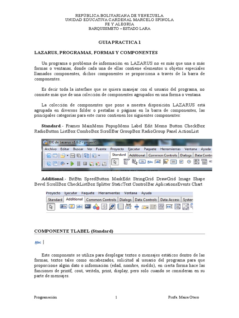 Tutorial de Lazarus: Componentes y Prácticas | PDF | Programa de ...