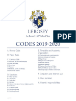 CODES 2019-2020: A. Honour Code B. Major Rules C. Campus Life E. Timetable and Academic Organization