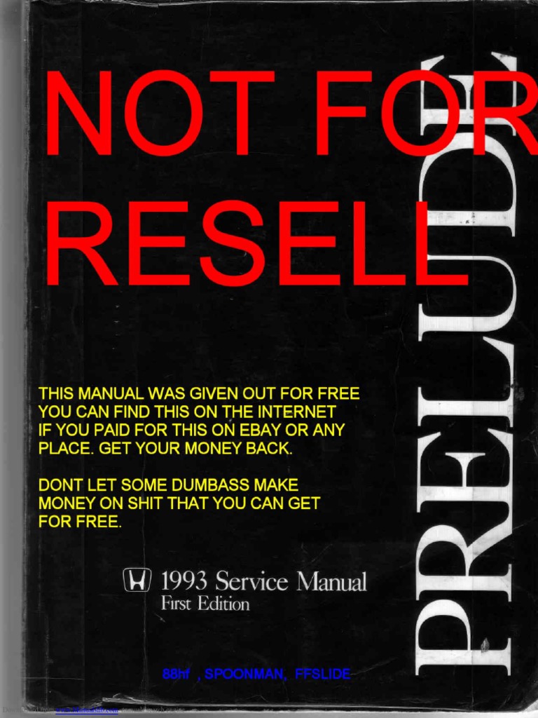 Honda Prelude 1993 Service Manual Airbag Vehicle Technology