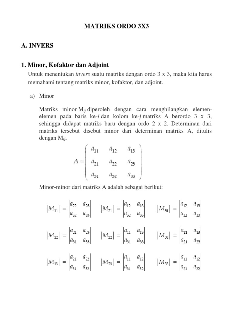 Contoh Soal Invers Matriks 3x3 | PDF