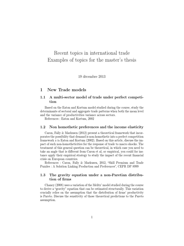 International Trade Topics | PDF | International Economics | Economics