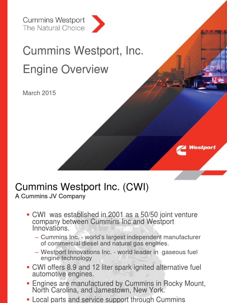 Cummins Westport, Inc. Engine Overview March 2015 PDF Liquefied