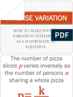 Inverse Variation: How To Make Inverse Variation Statements As A Mathematical Equation