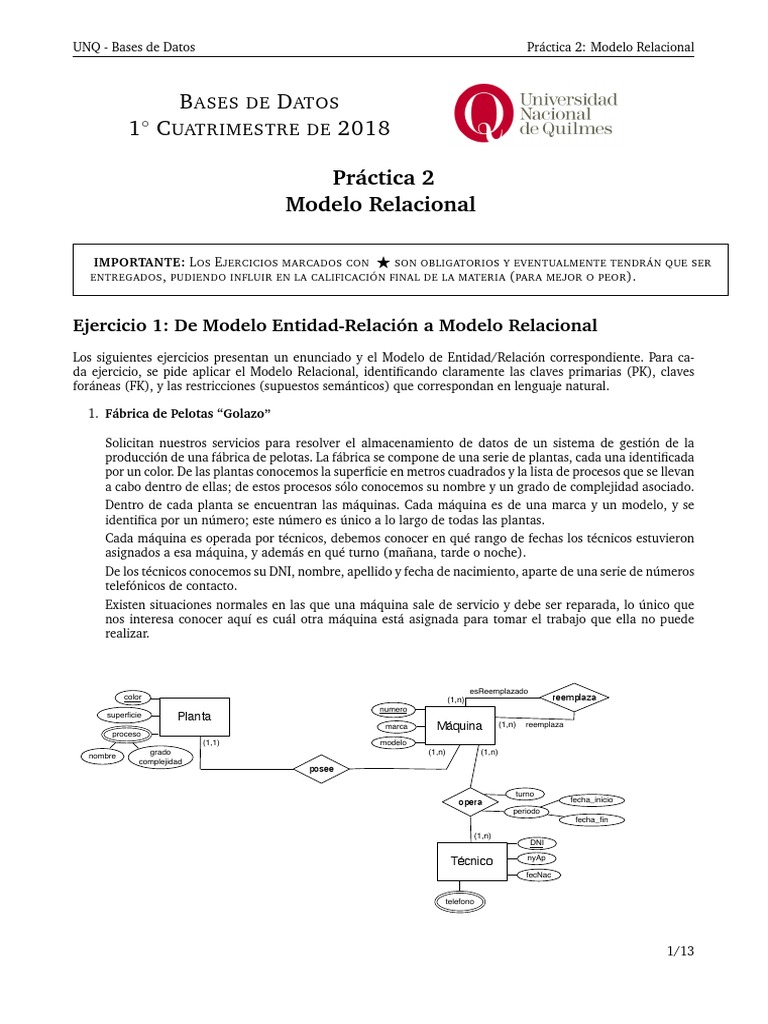 Ejercicios de Modelo Relacional en BD | PDF | Base de datos relacional ...