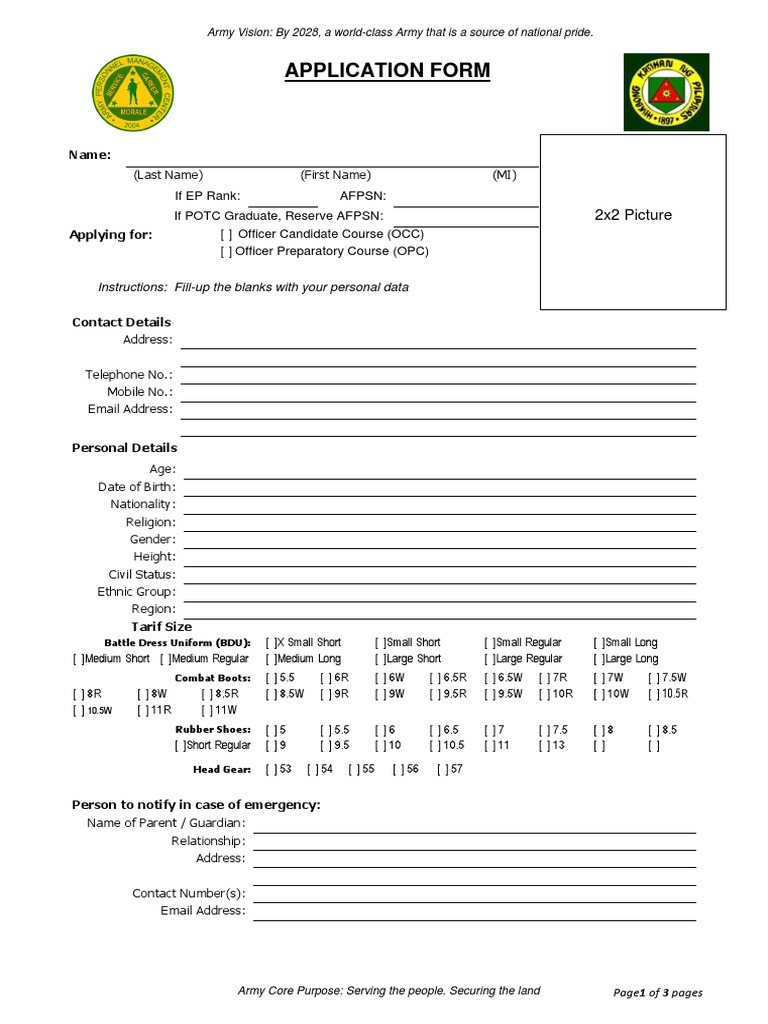 2017 Application Form Occ Opc PDF | PDF | Learning | Armed Conflict