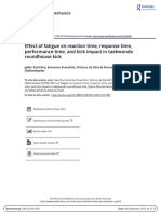 Effect of Fatigue On Reaction Time, Response Time, Performance Time, and Kick Impact in Taekwondo Roundhouse Kick